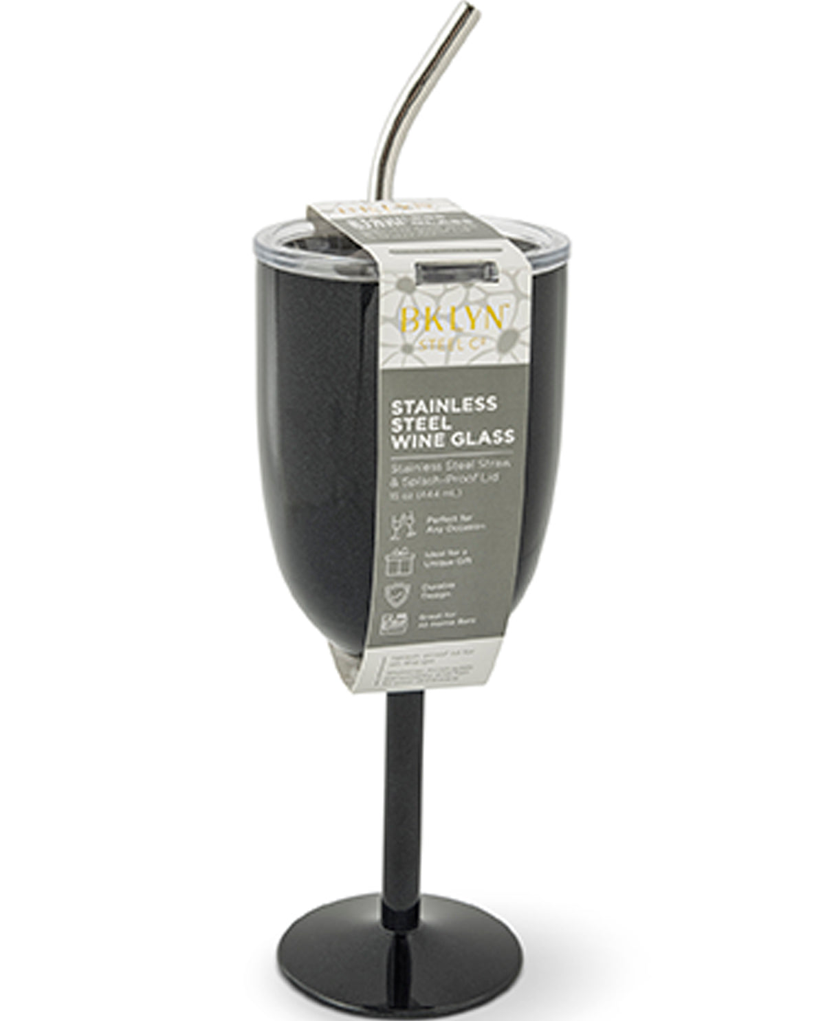 15oz Stainless Steel Wine Tumbler With Straw