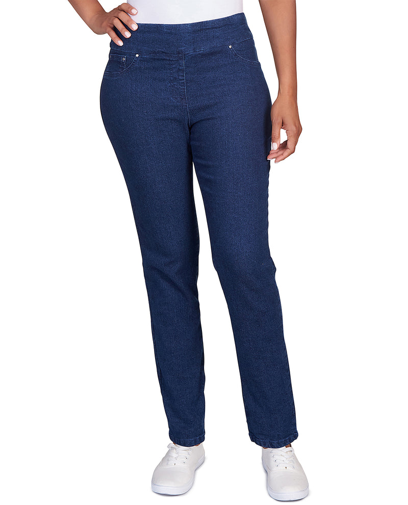 Ruby Road Petite Denim Faux Pocket Pants