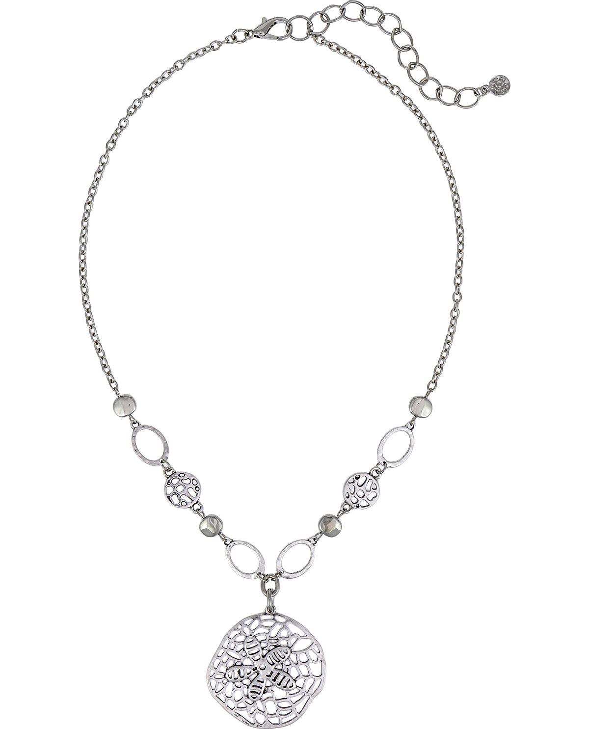 Ruby Road Silver Text Sand Dollar Pendant Necklace