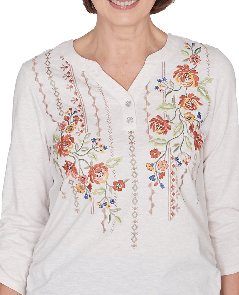 Alfred Dunner Missy Scottsdale Floral Embroidered Knit Top