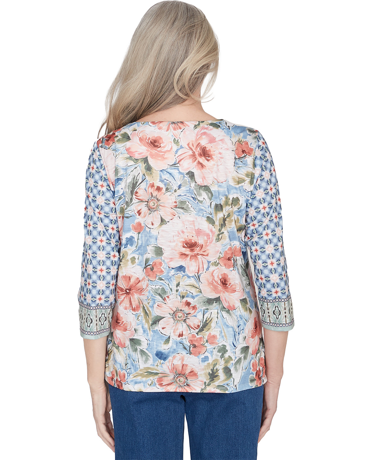 Alfred Dunner Missy Scottsdale Floral Geo Print Knit Top