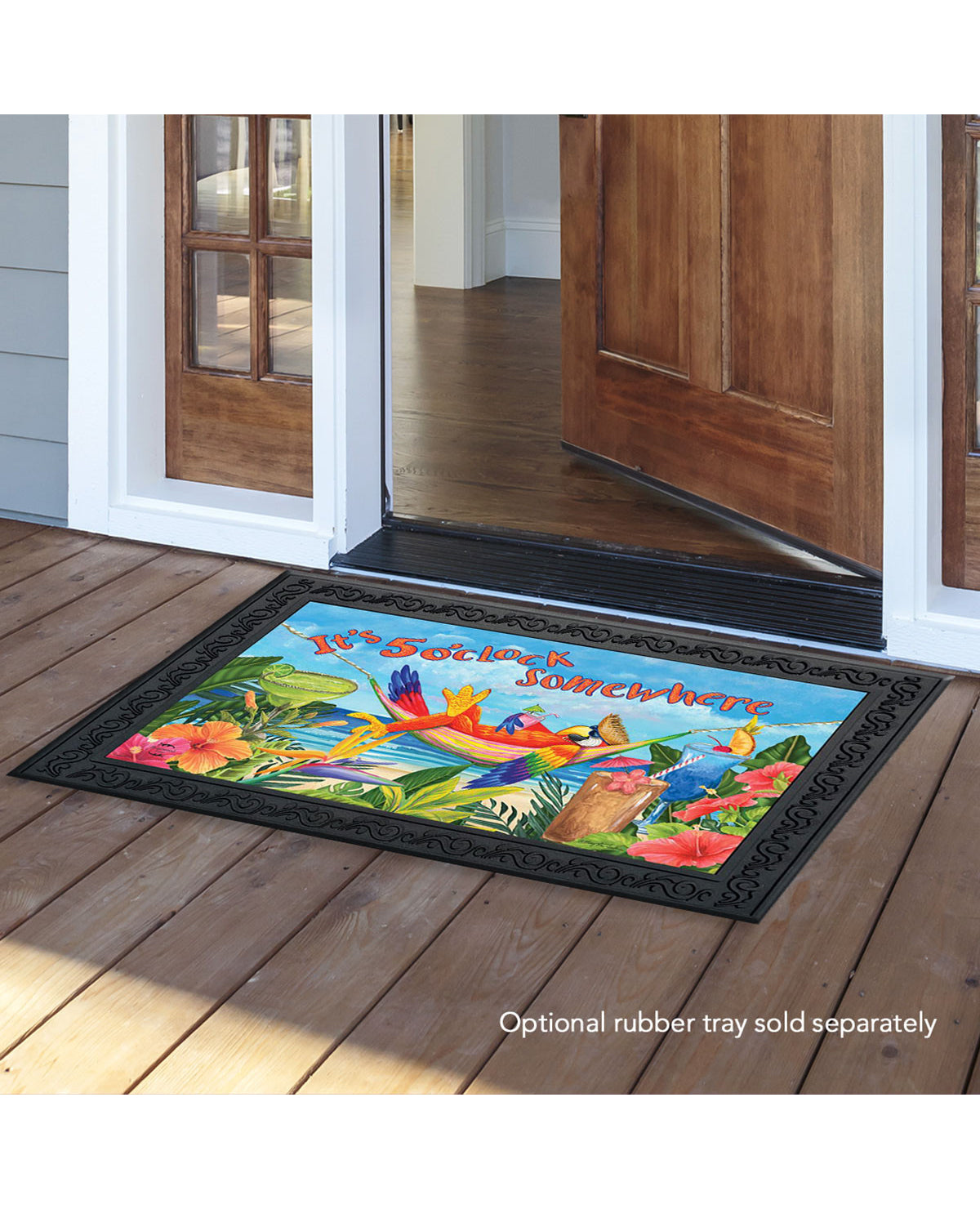 "It's 5 O'Clock Somewhere" Parrot Doormat