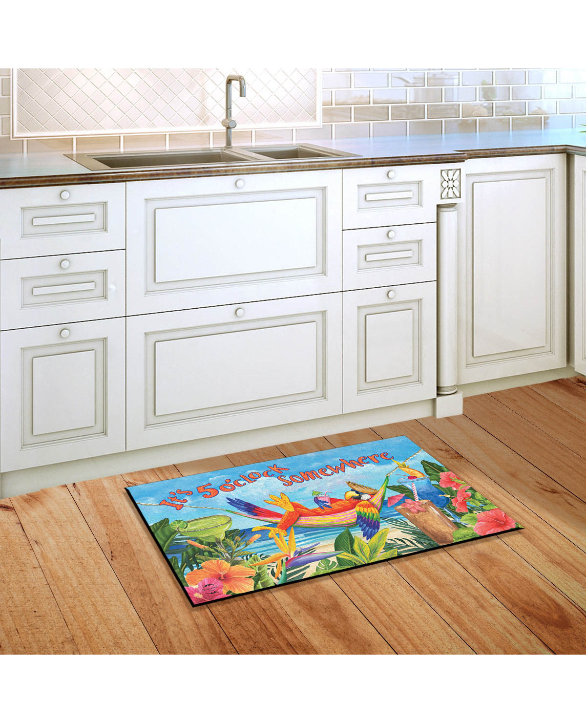 "It's 5 O'Clock Somewhere" Parrot Doormat