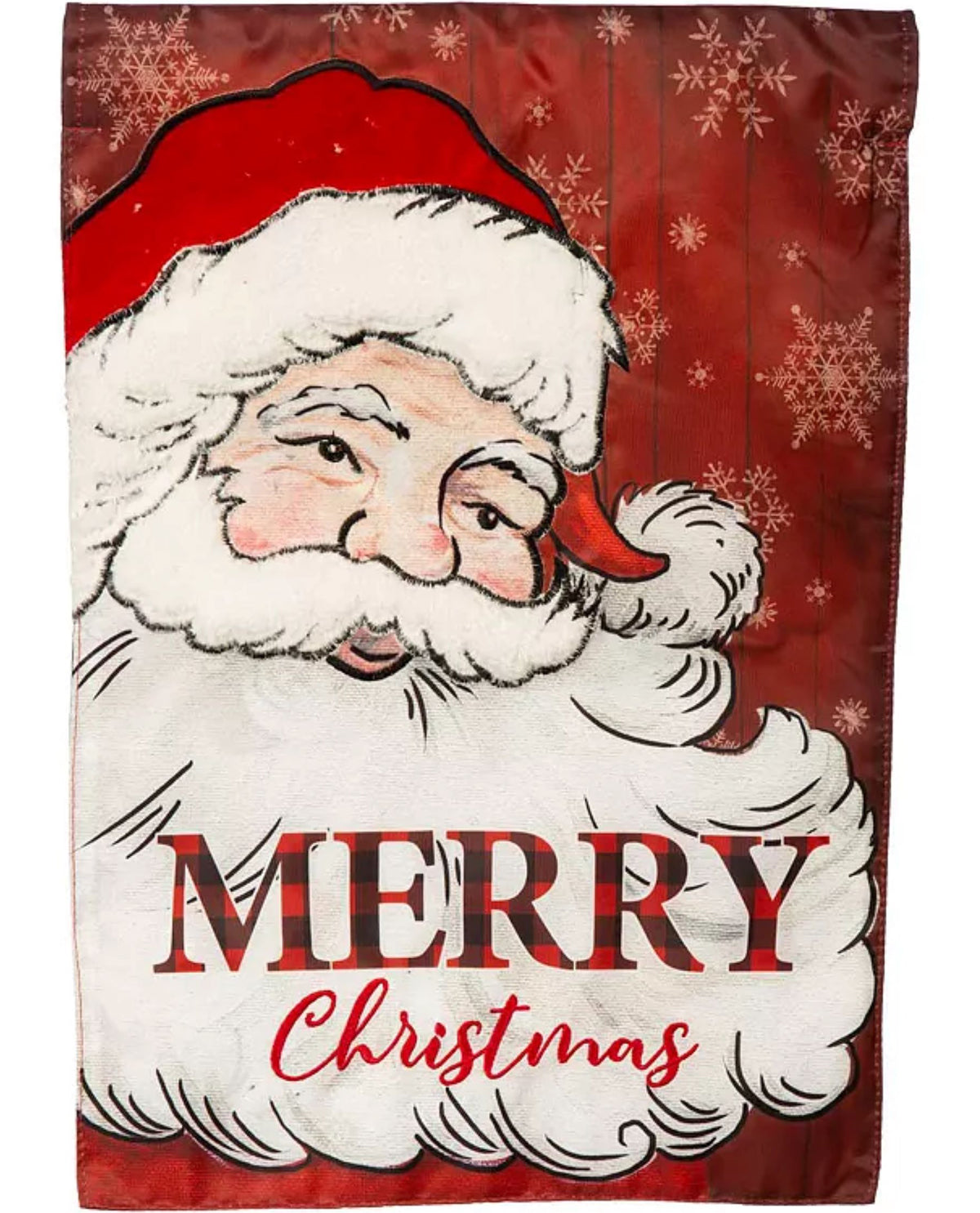 Cheerful Santa Applique Garden Flag