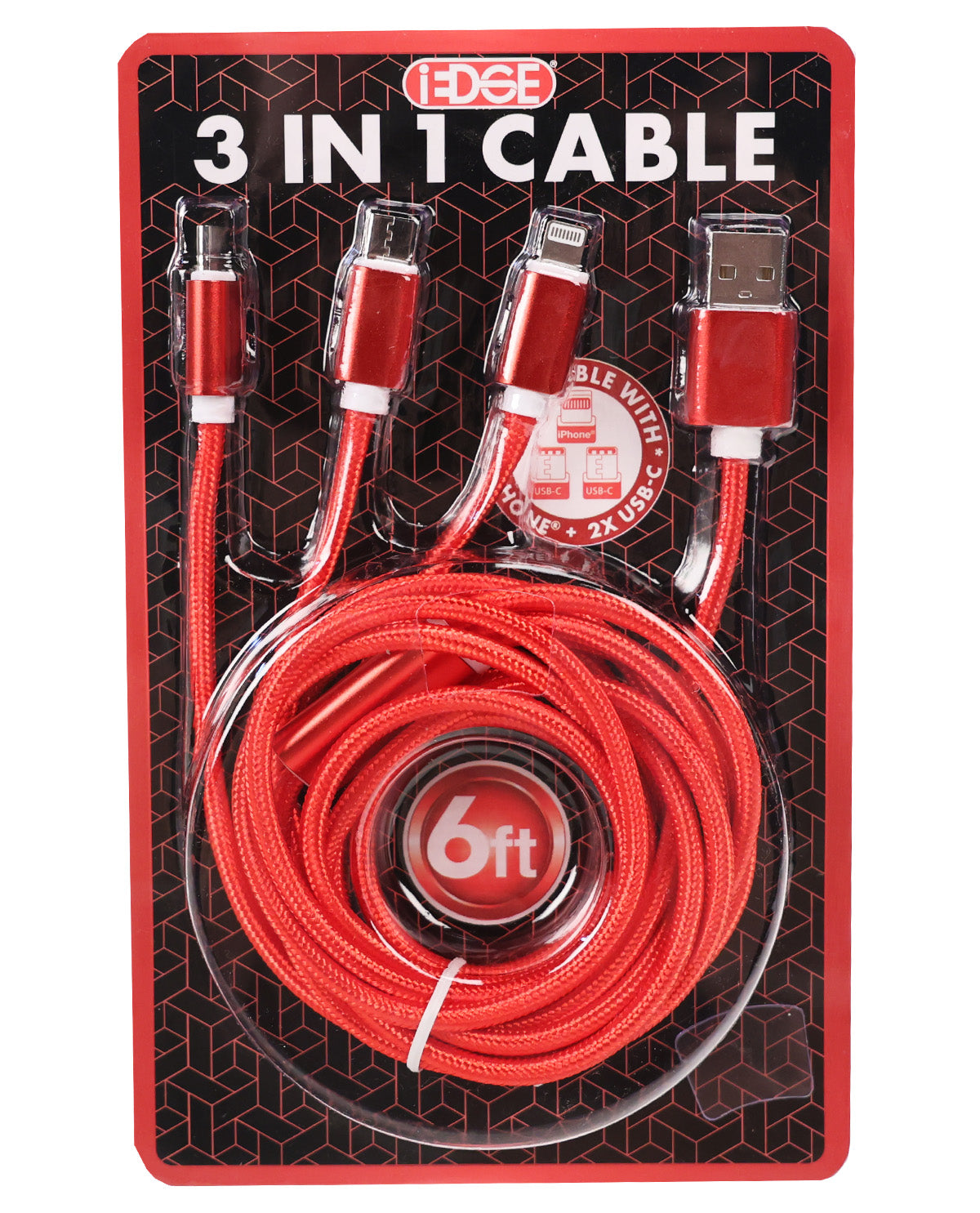 Edge 3 in 1 Micro Type C 6ft Cable