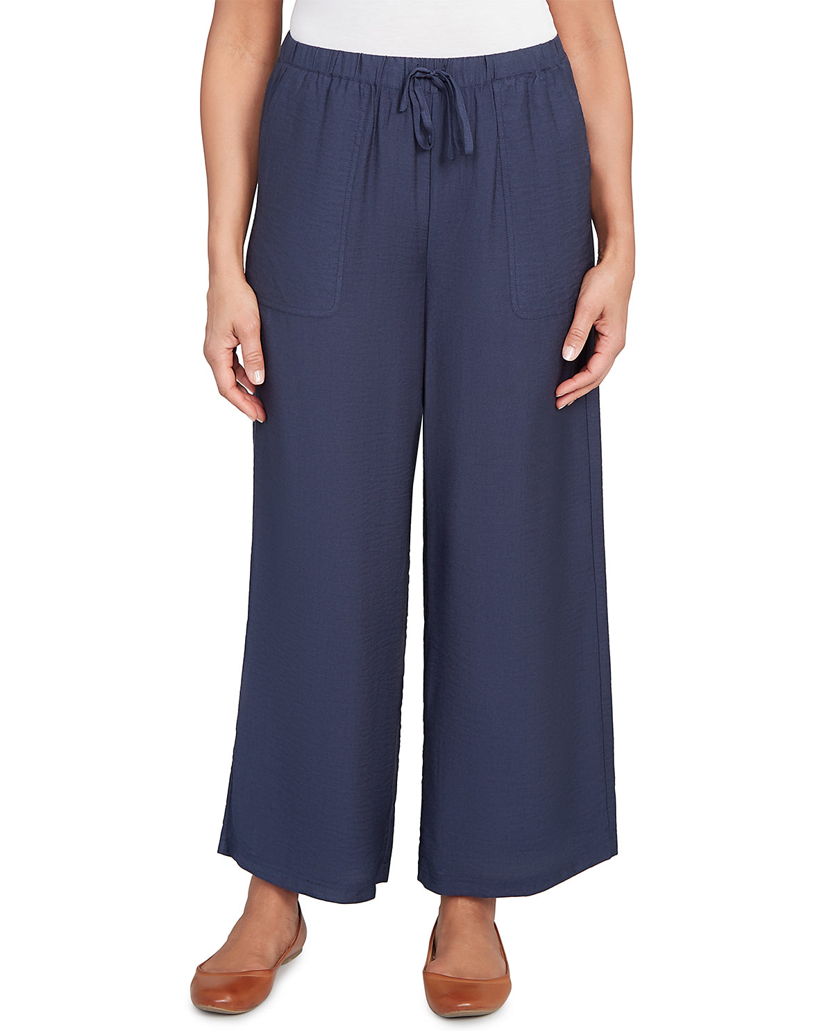 Ruby Road Stripe Right Luxe Wide Leg Pant Navy