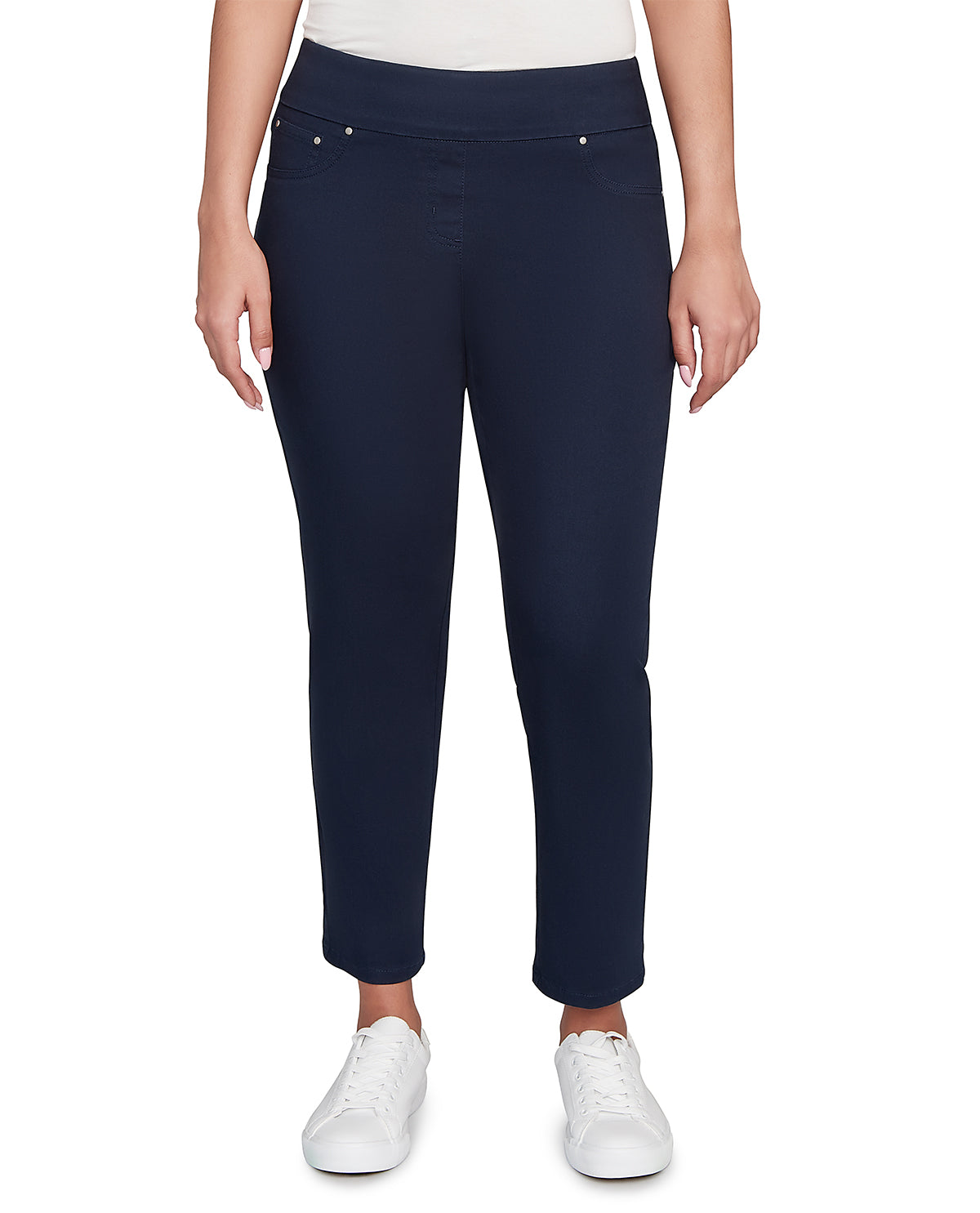 Ruby Road Stripe Right Twill Pull On Ankle Pant