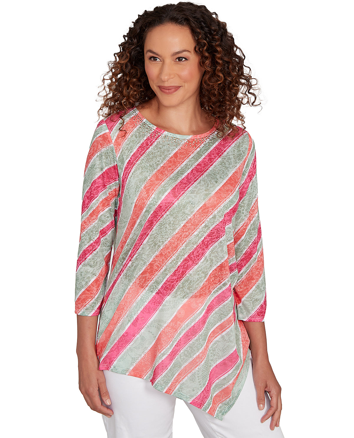 Ruby Road Stripe Right Paisley Print Knit Top