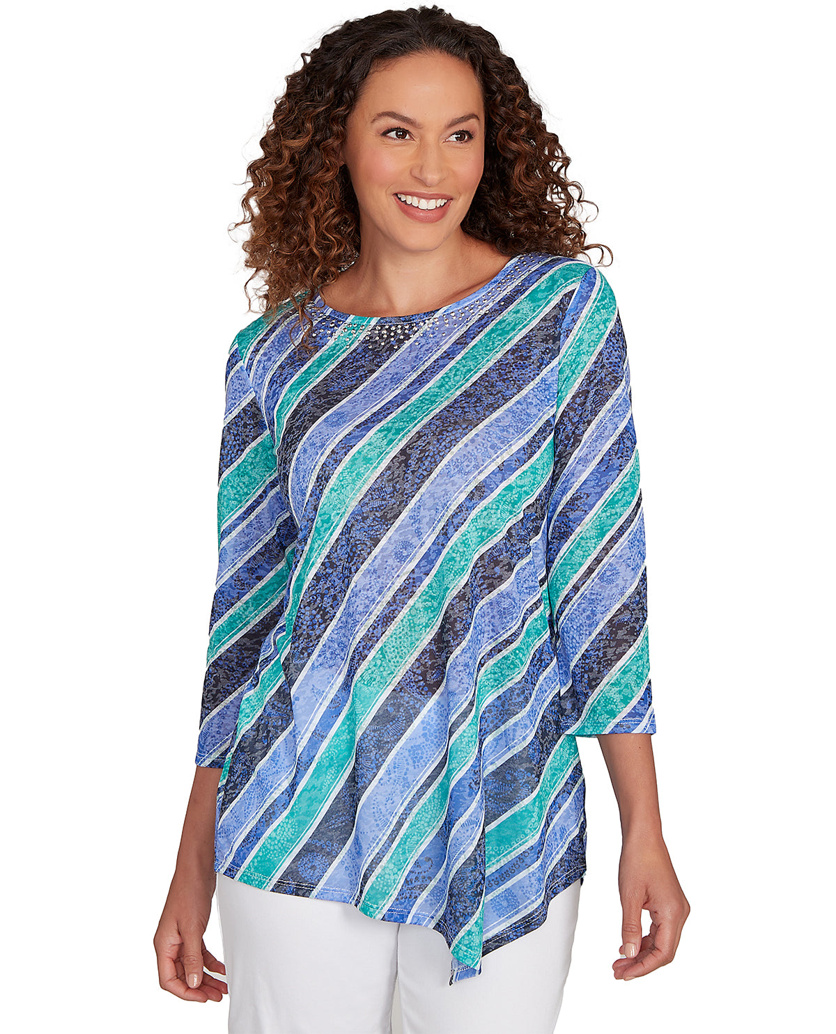 Ruby Road Stripe Right Paisley Print Knit Top