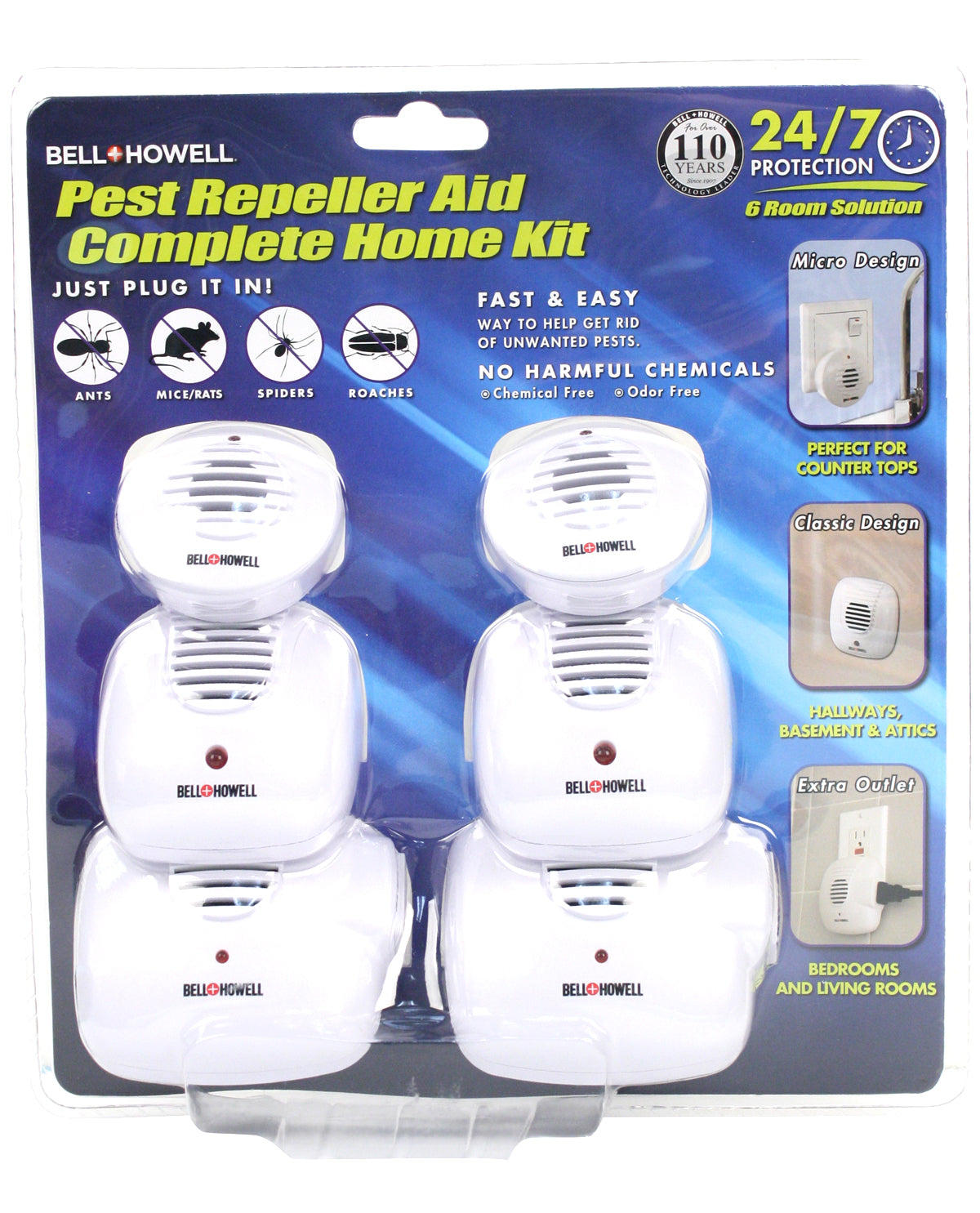 Bell+Howell Ultrasonic Pest Repeller Home Kit - Set of 6