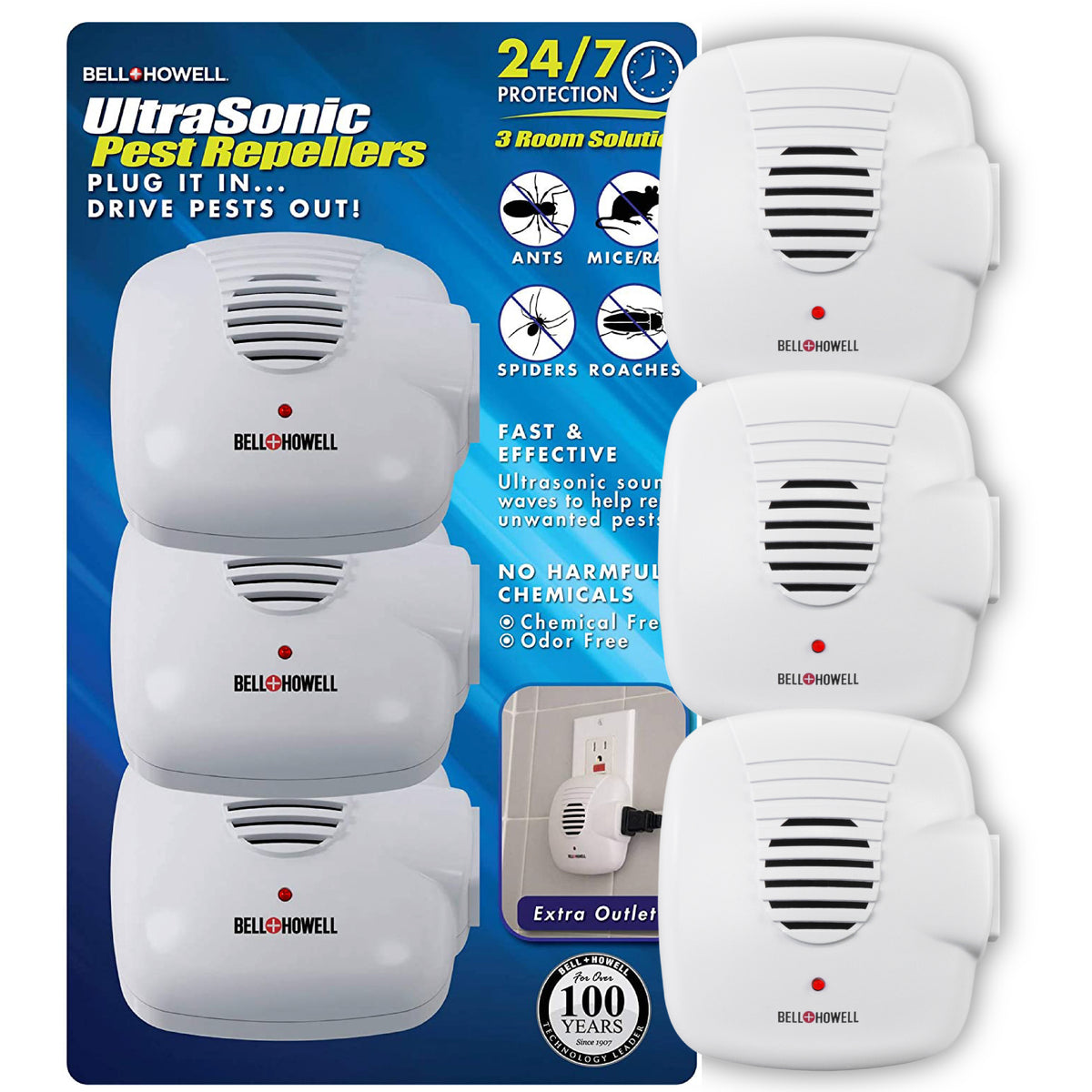 Bell+Howell Ultrasonic Pest Repeller With AC Outlet - Set of