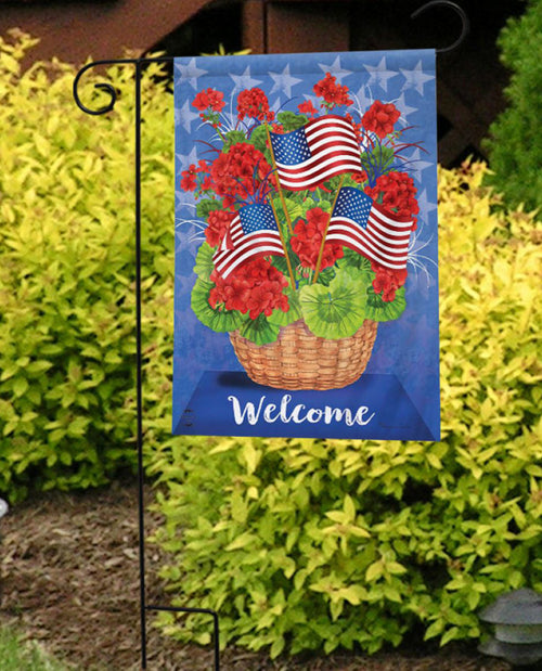 Patriotic Basket Summer Garden Flag