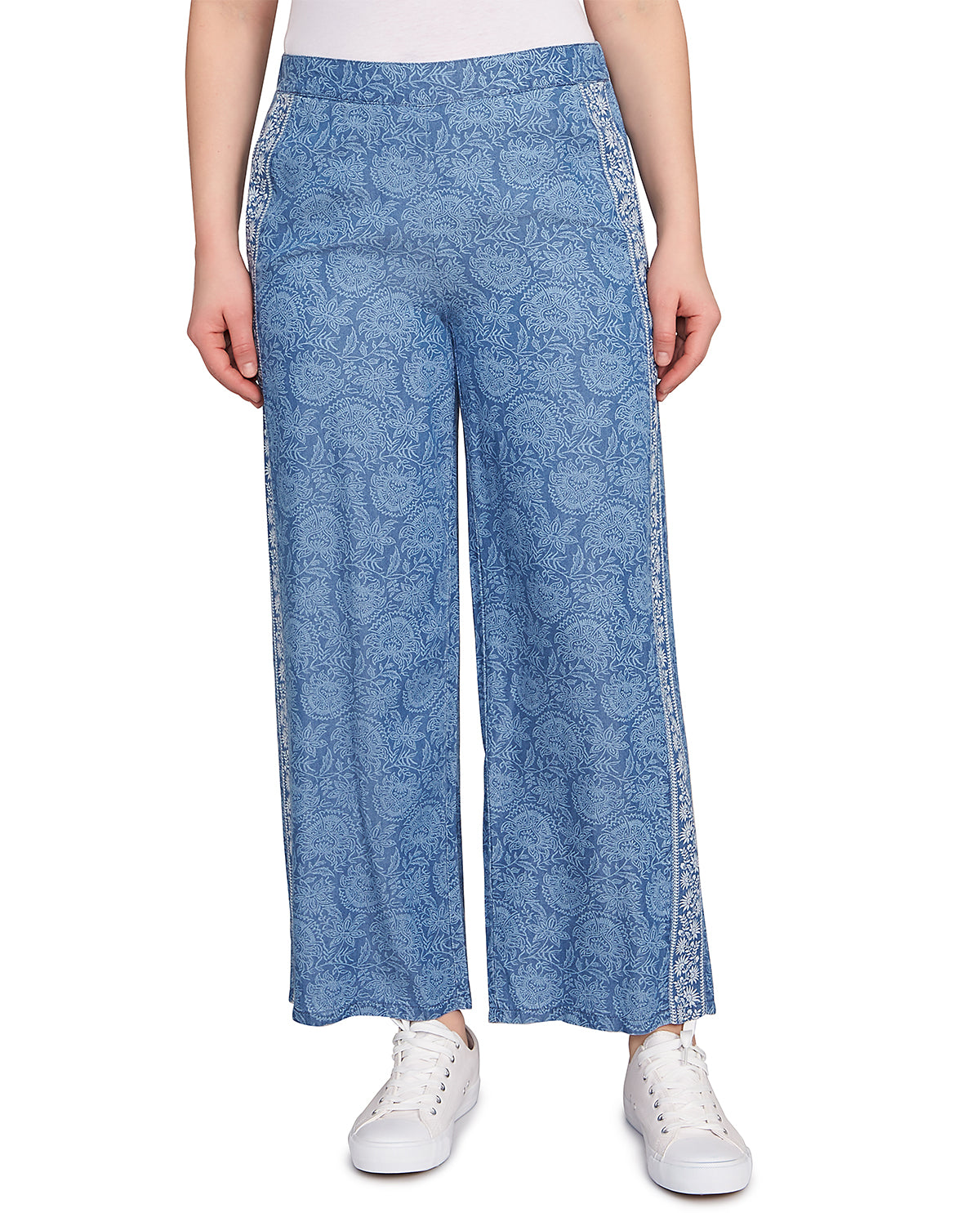 Ruby Road Boho Chic Floral Border Pant Medium Blue