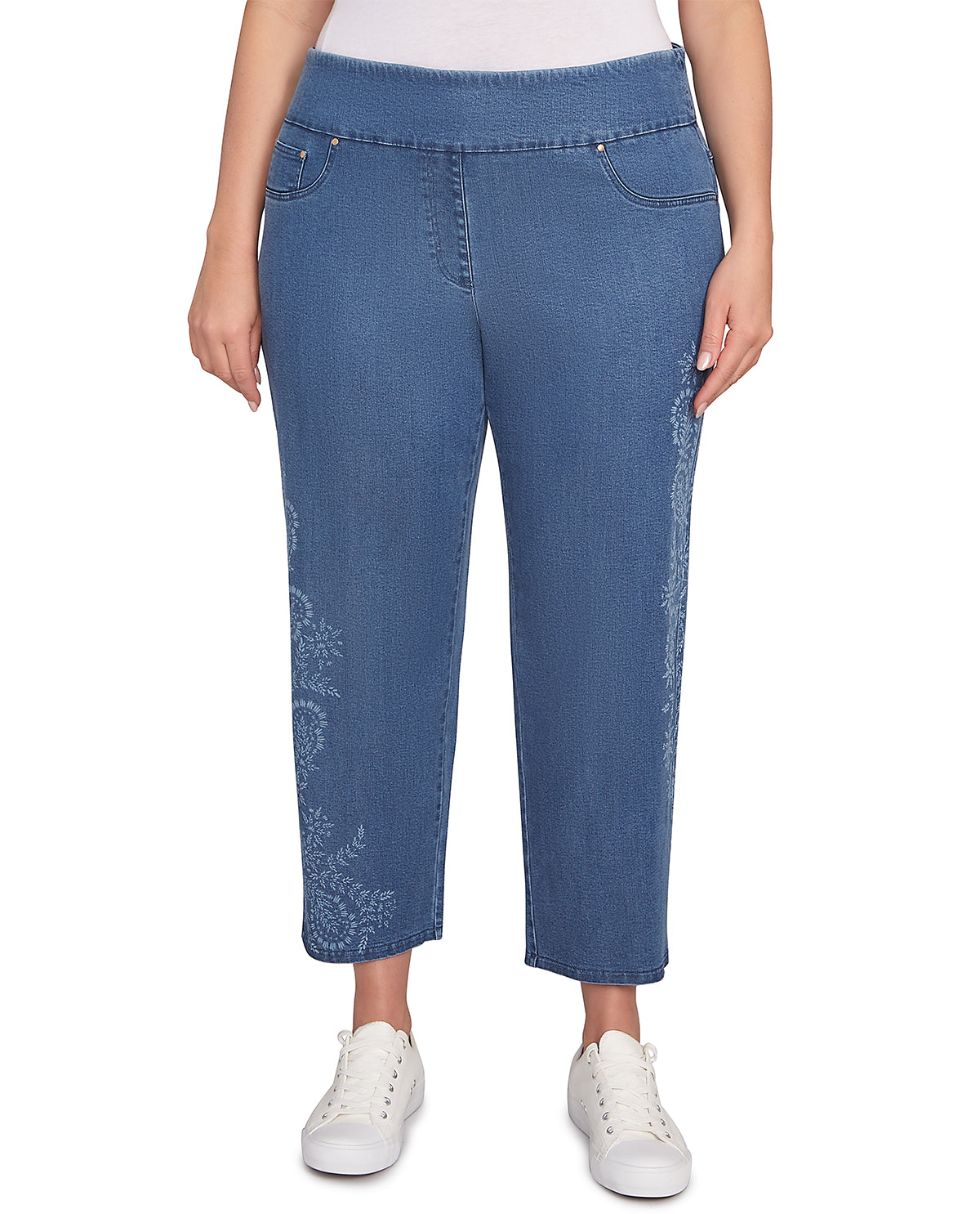 Ruby Road Boho Chic Denim Ankle Pant Medium Blue