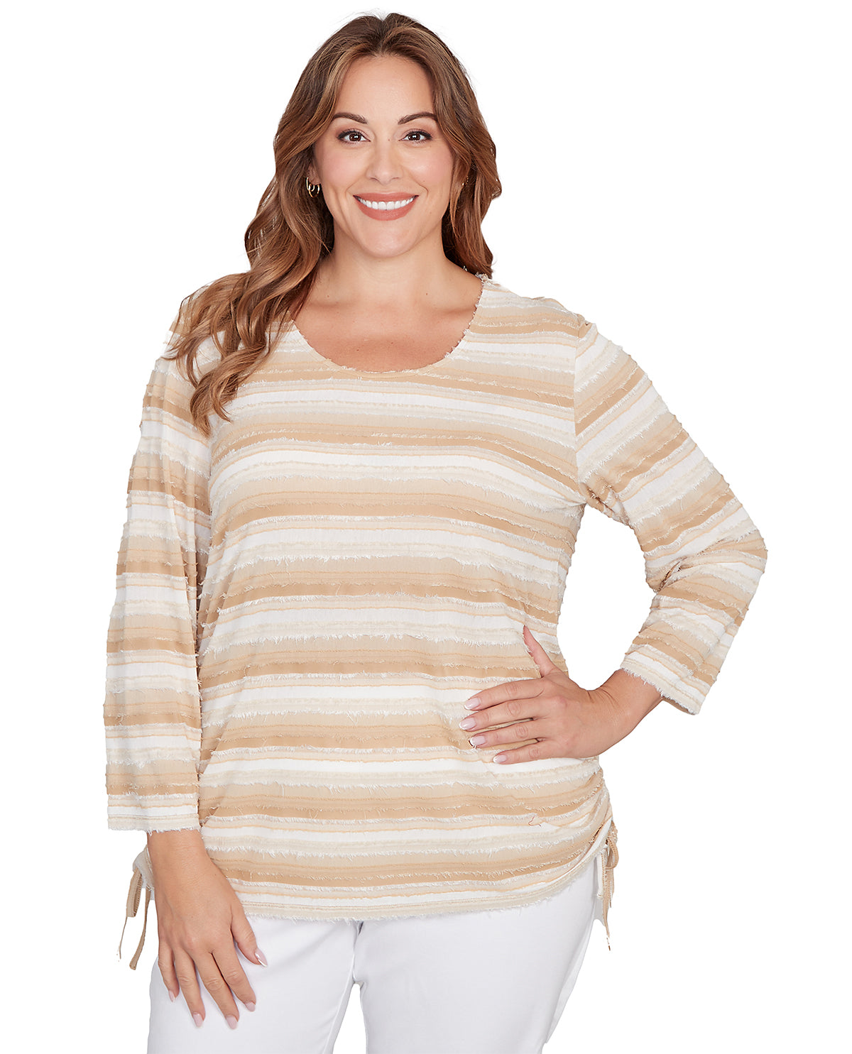 Ruby Road Boho Chic Eyelash Knit Top Jute
