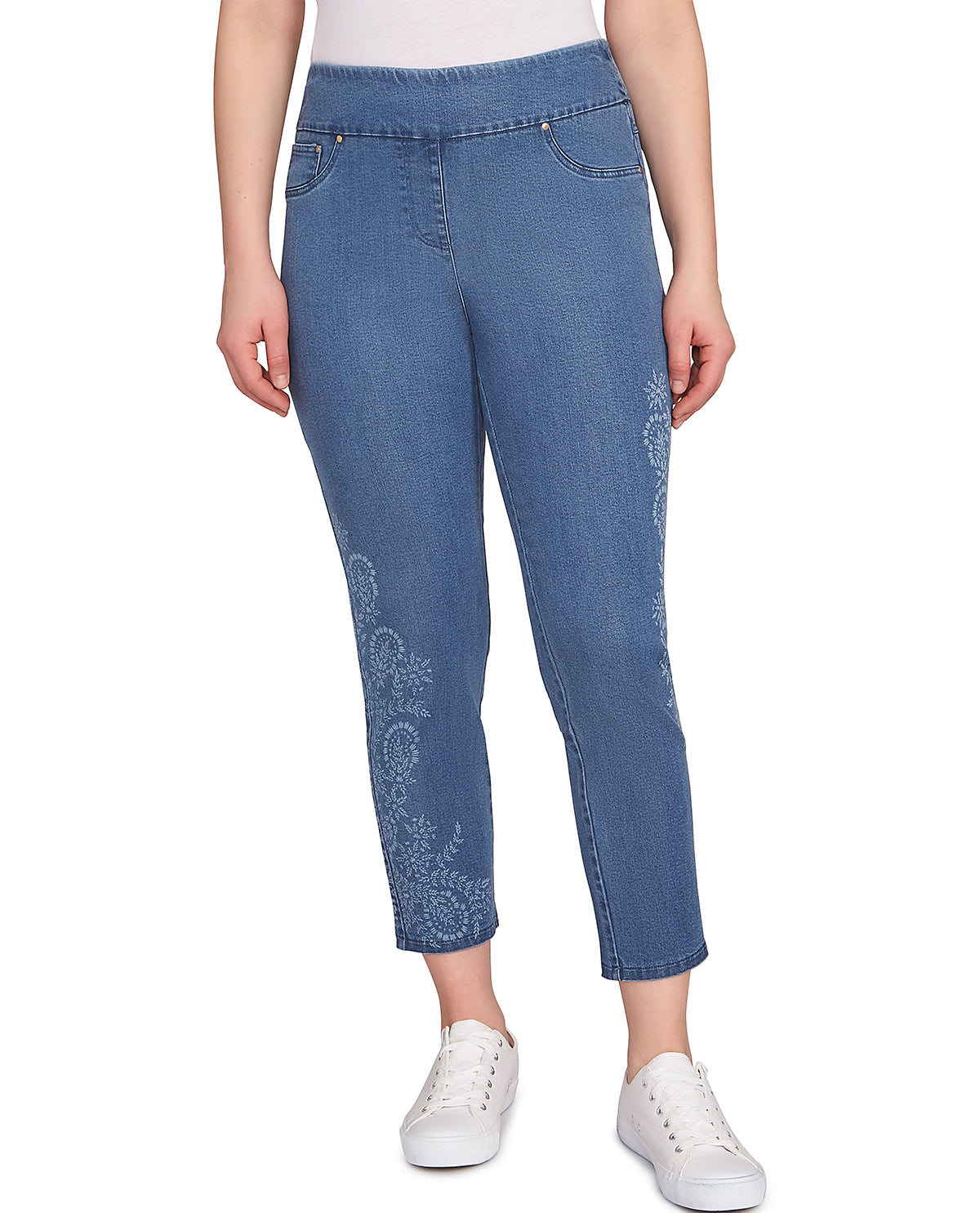 Ruby Road Petite Boho Chic Denim Ankle Pant Medium Blue