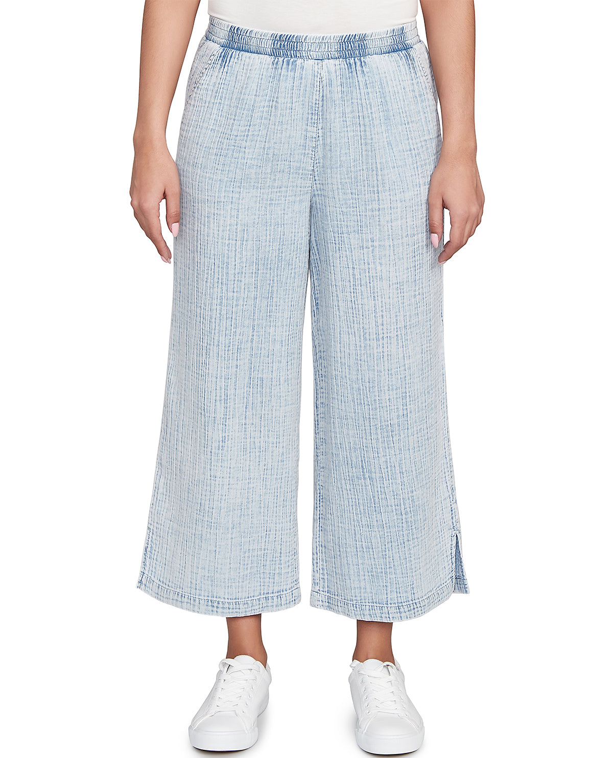 Ruby Road Petite Boho Chic Double Gauze Pant Chambray