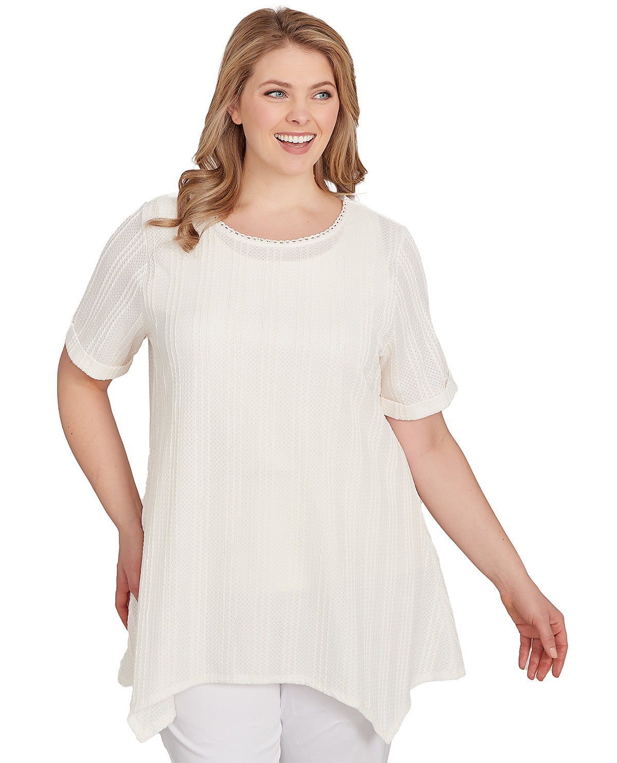 Ruby Road Ibiza Sunset Solid Crinkle Knit Top