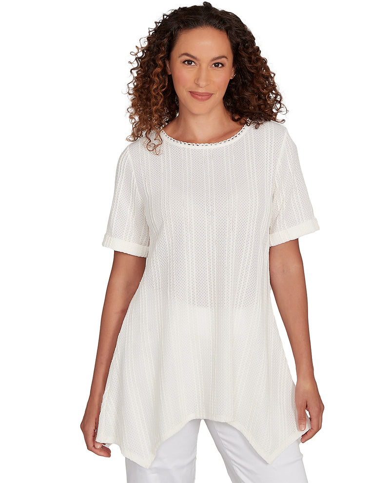 Ruby Road Petite Ibiza Sunset Solid Crinkle Knit Top