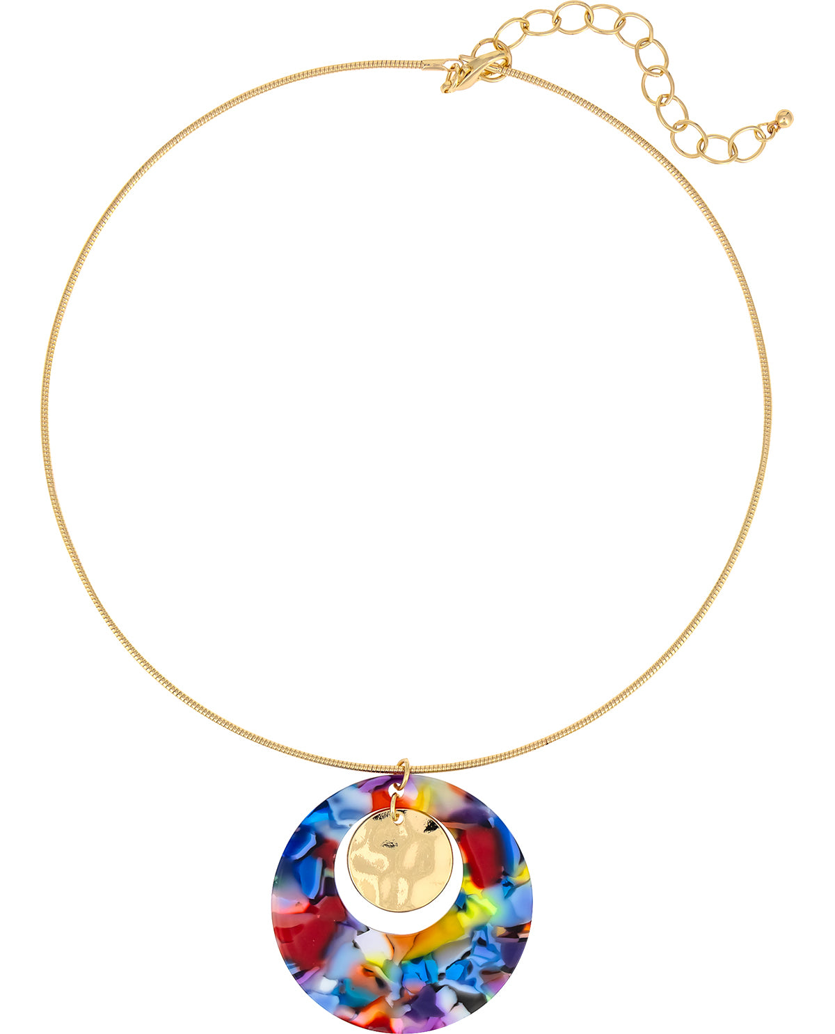 Studio By Dauplaise Gold Multi Layered Round Metal Disc Necklace