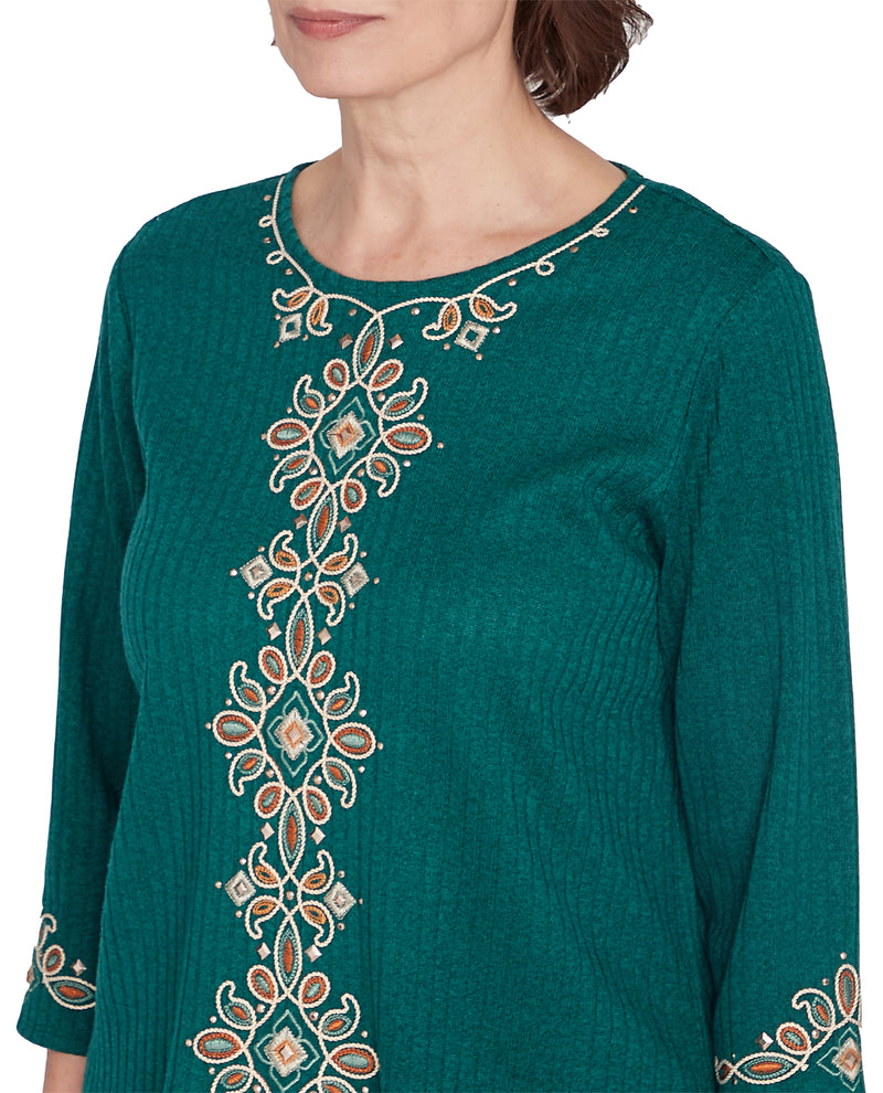 Alfred Dunner Missy Emerald Isle Center Medallion Knit Top