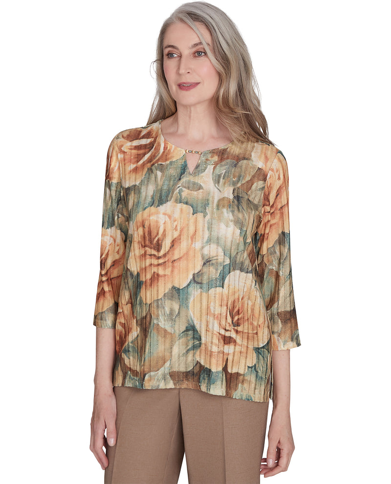 Alfred Dunner Emerald Isle Vintage Floral Knit Top