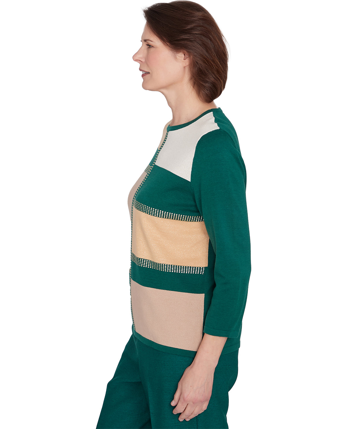 Alfred Dunner Missy Emerald Isle Colorblock Sweater