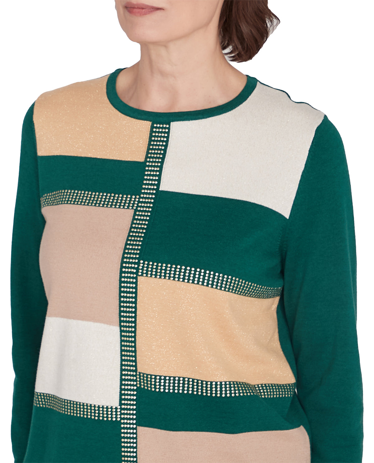 Alfred Dunner Missy Emerald Isle Colorblock Sweater