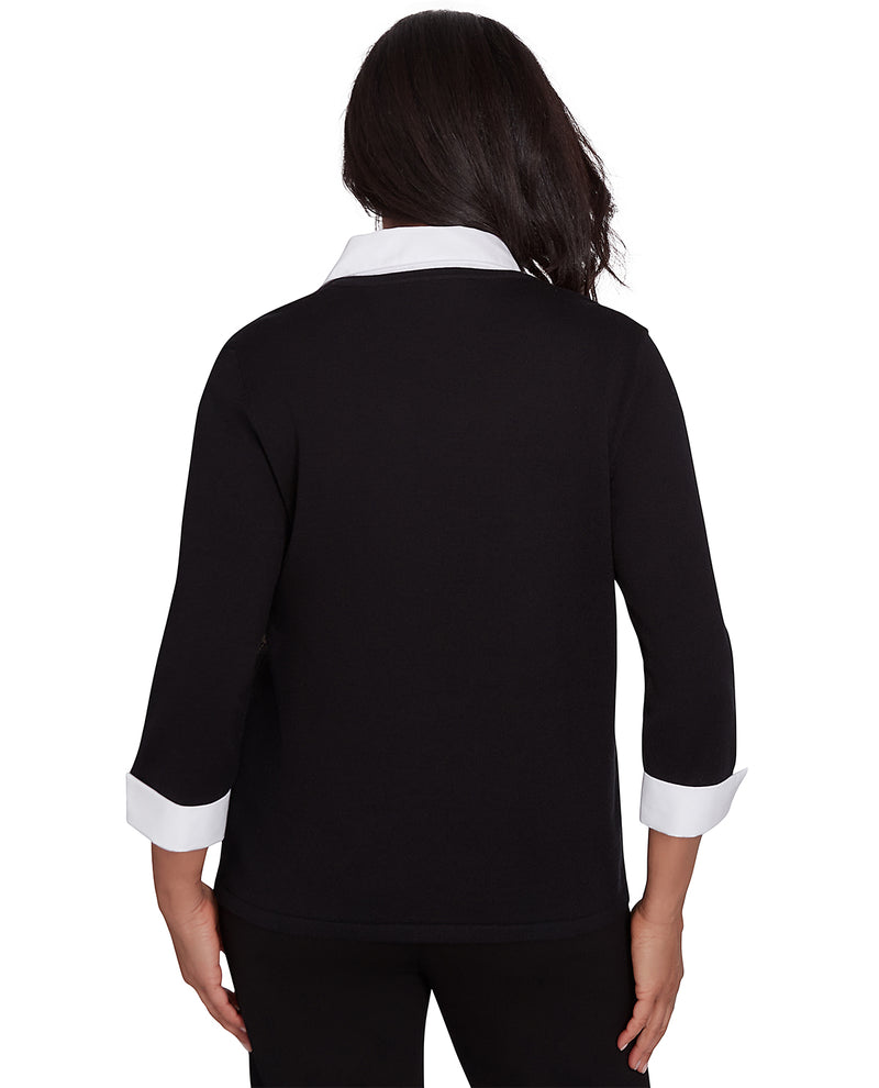 Alfred Dunner Missy Rue Rivoli Heat Set Leaf Sweater