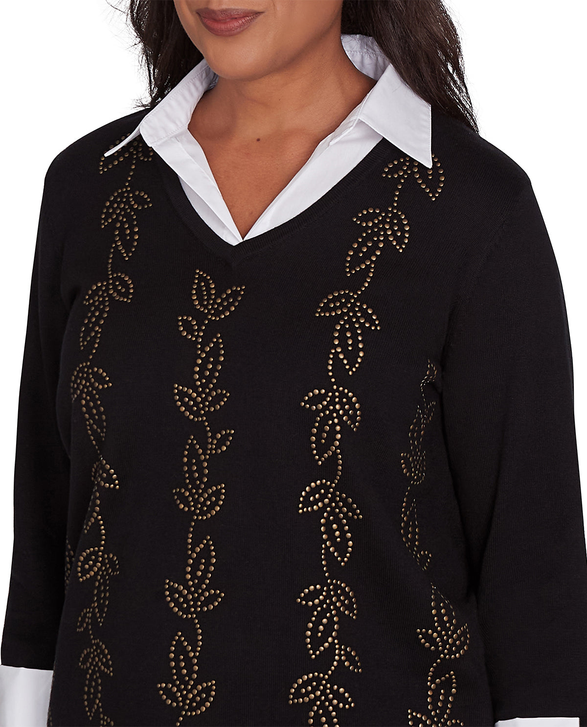 Alfred Dunner Missy Rue Rivoli Heat Set Leaf Sweater