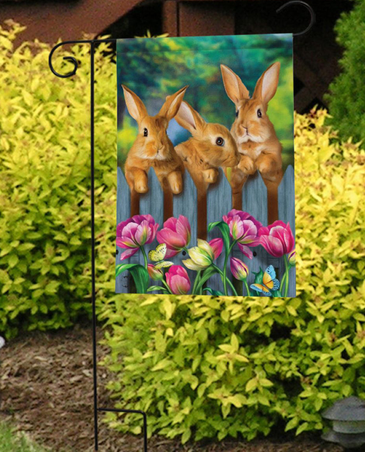 Garden Bunnies Spring Garden Flag