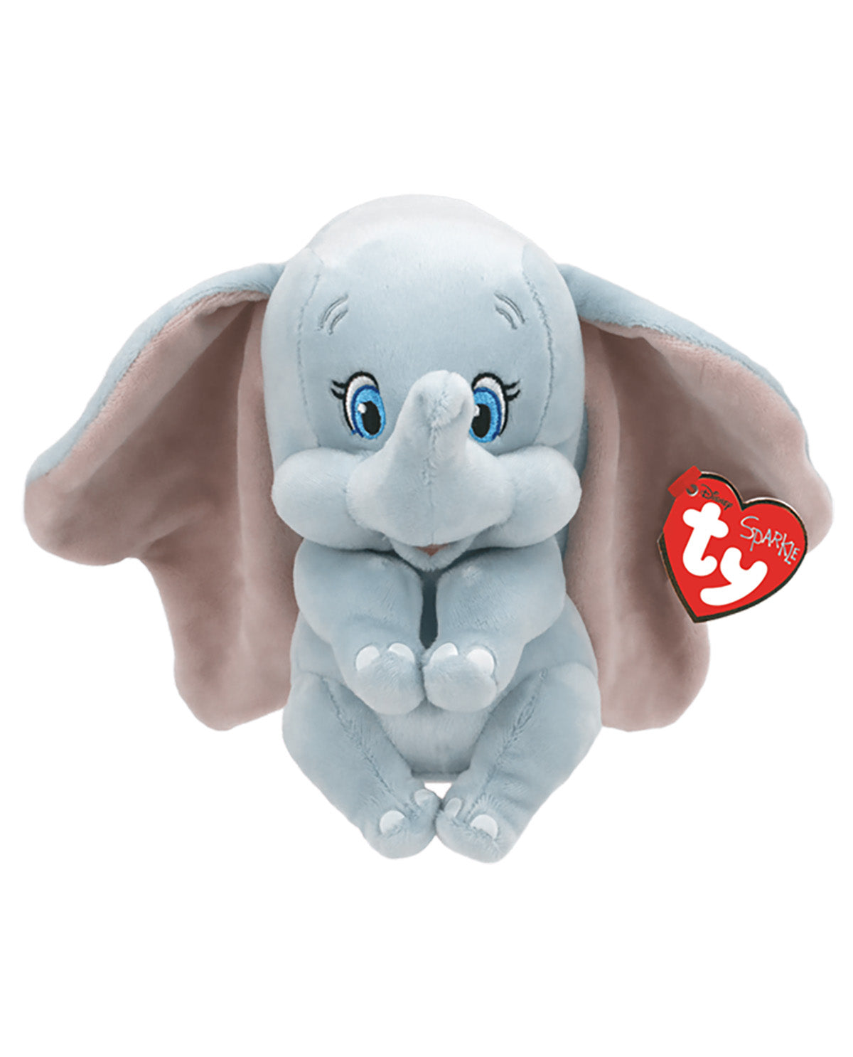 Ty the Tigger plush toy in its signature light blue color, featuring large floppy ears, blue eyes, and a red heart-shaped Ty tag on the side, set against a plain white background.