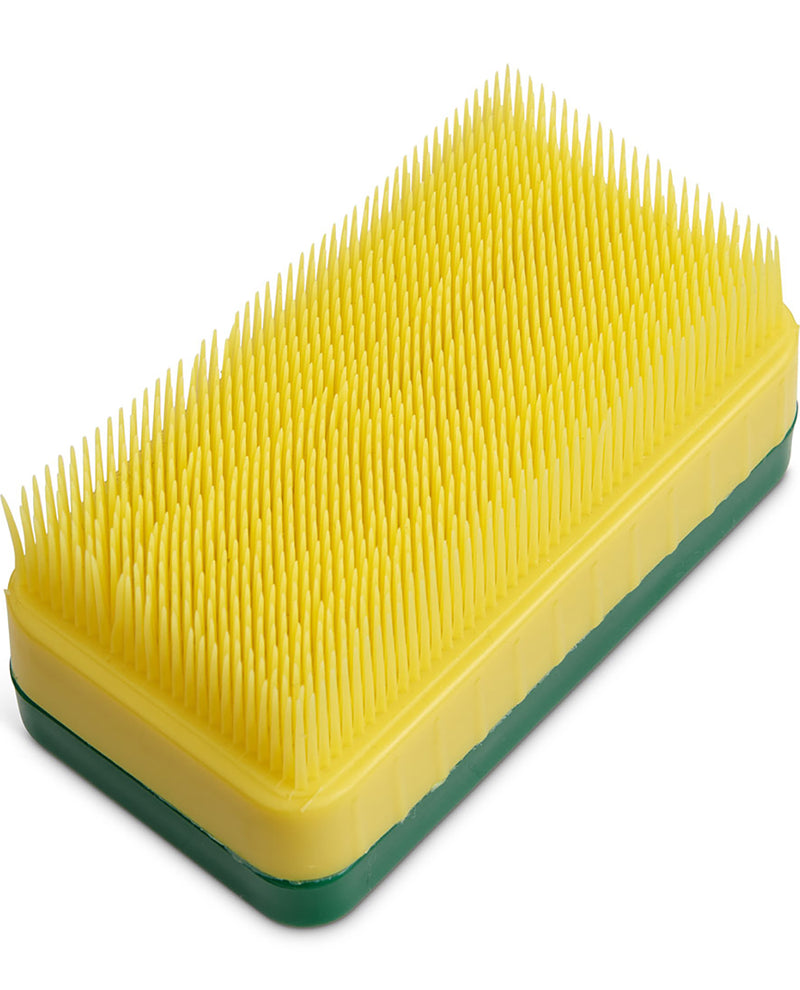 Rectangular brush with yellow bristles on a white background