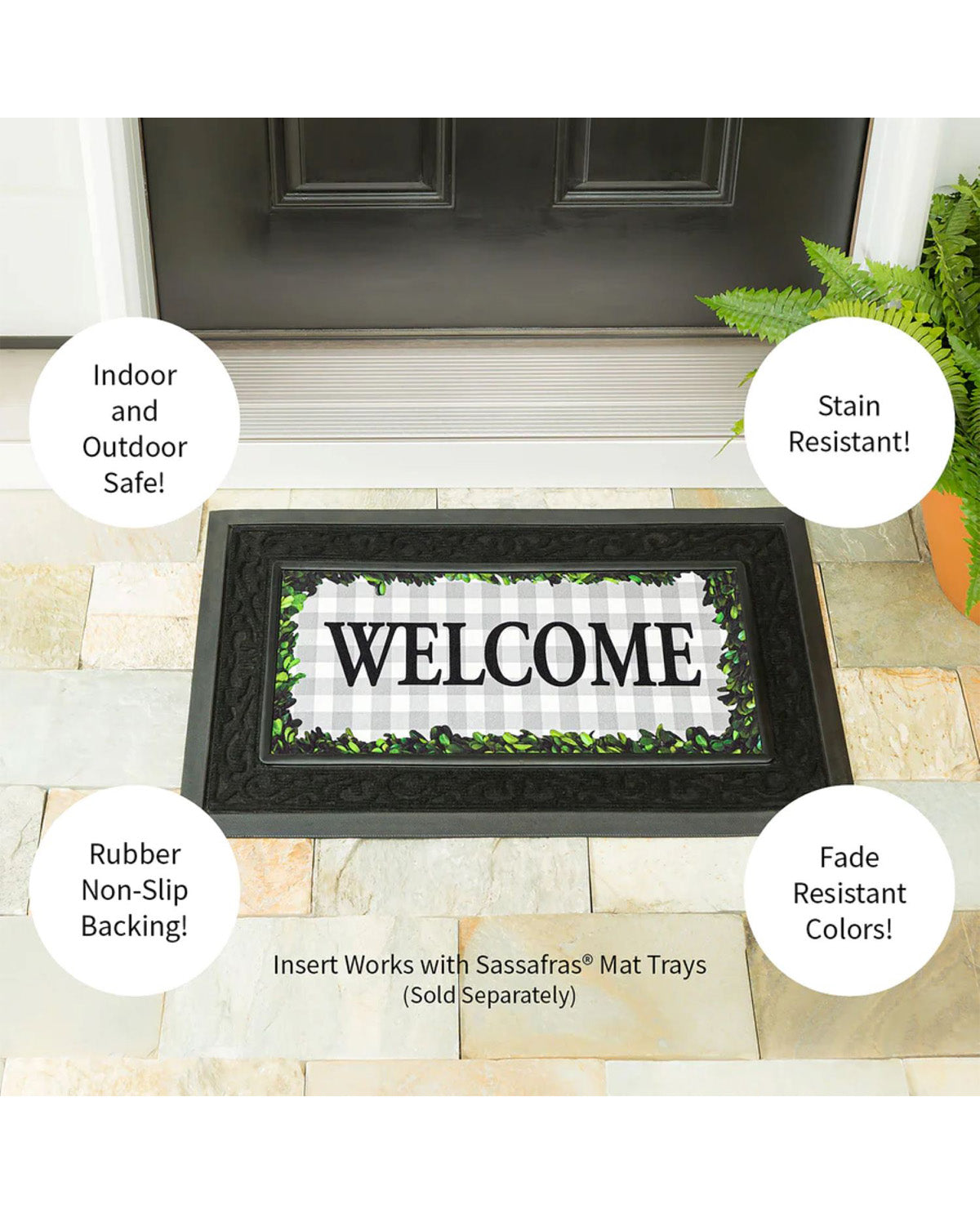 Boxwood Framed Plaid Welcome Sassafras Switch Mat