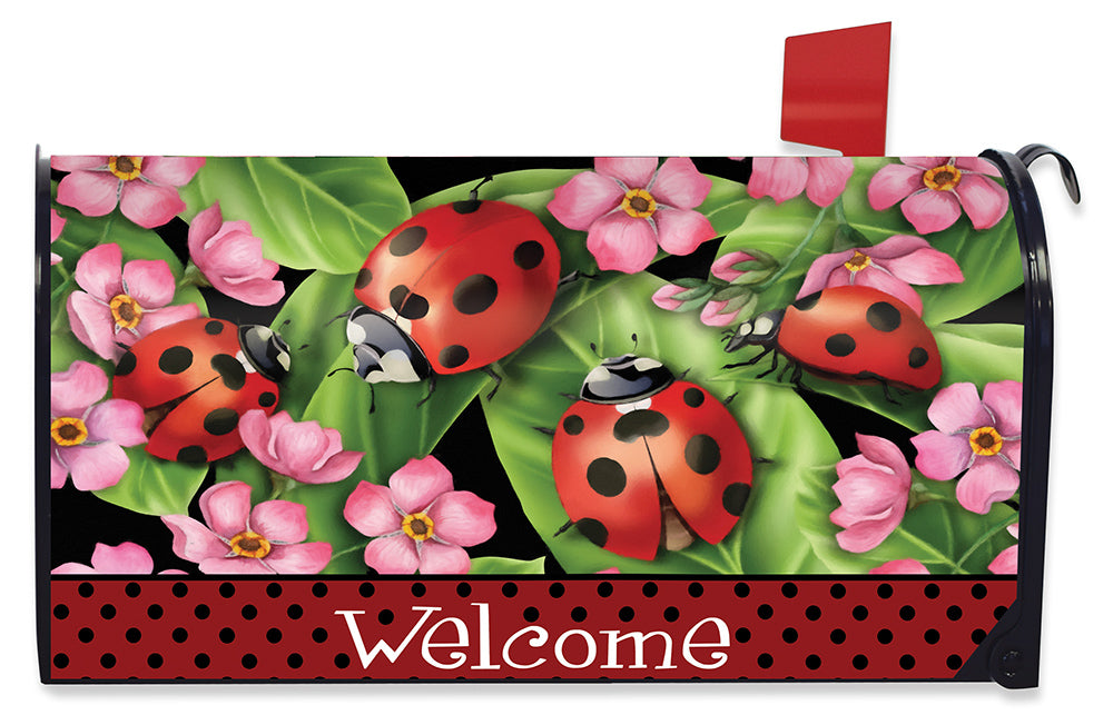 Ladybugs On Leaves Mailbox Cover