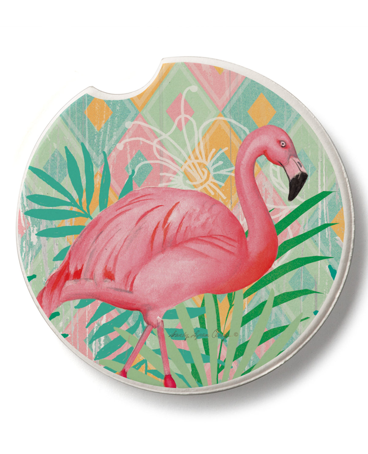 Diamond Flamingo Car Coaster