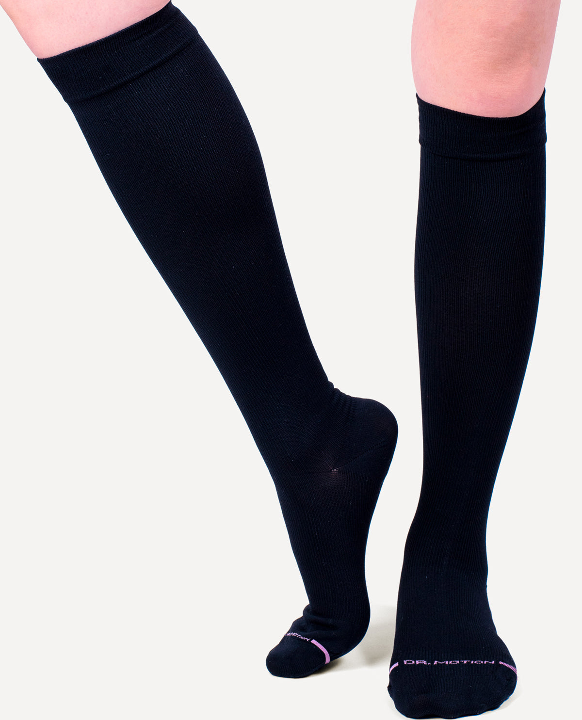 Dr. Motion Compression Solid Black Knee High Socks