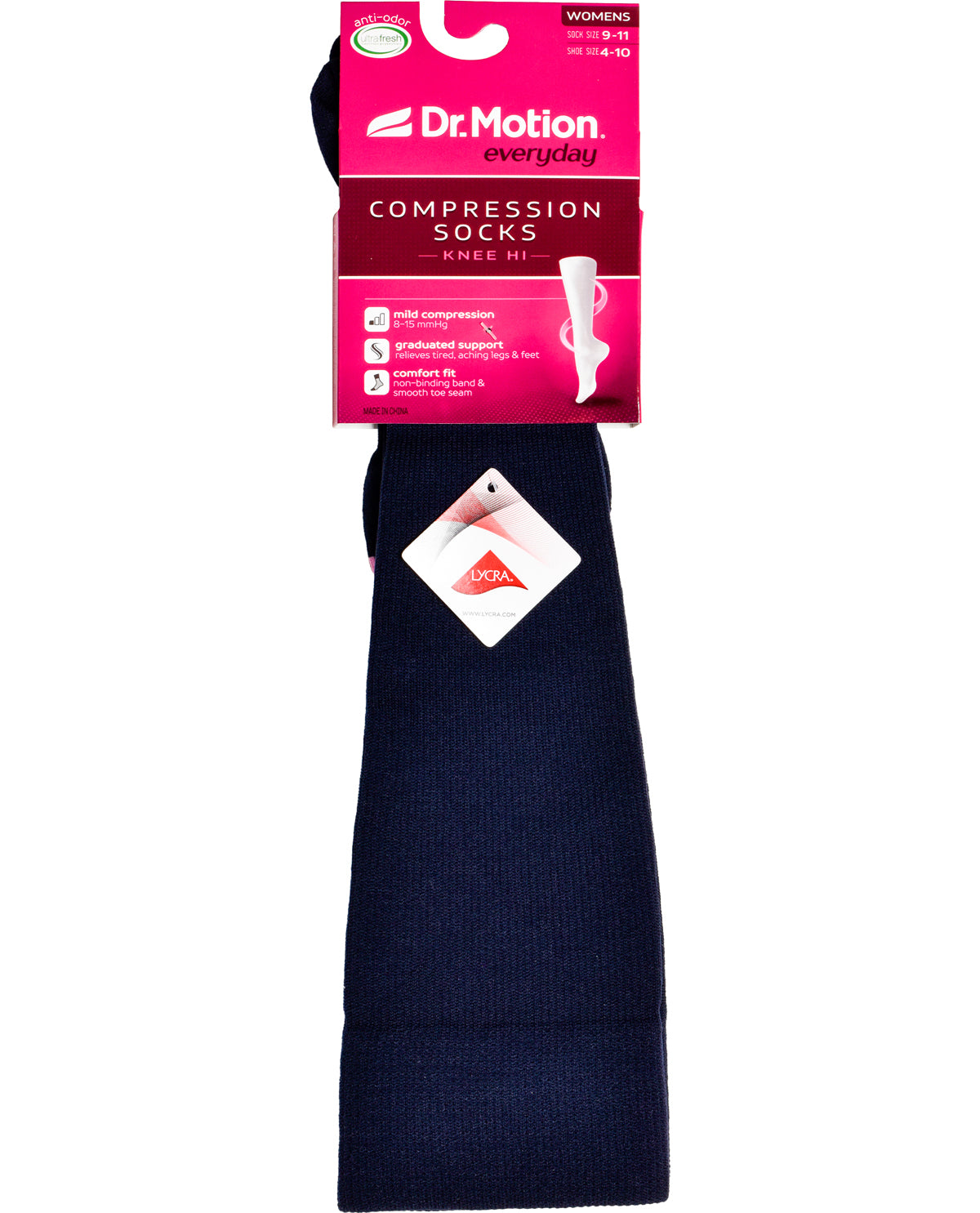 Dr. Motion Compression Solid Navy Knee High Socks