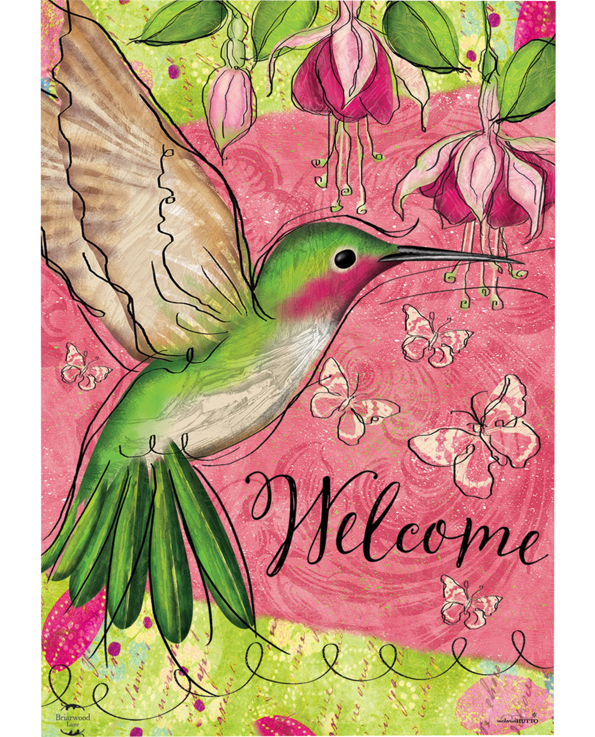 Blissful Hummingbird Garden Flag