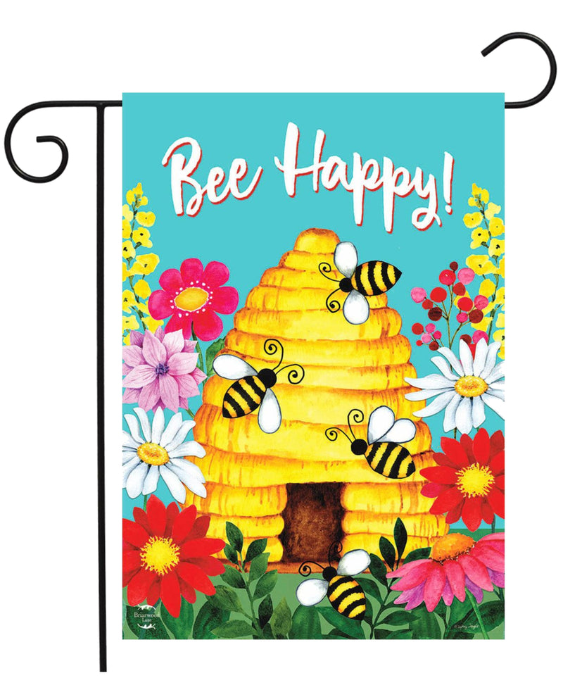 Bee Happy Hive Garden Flag