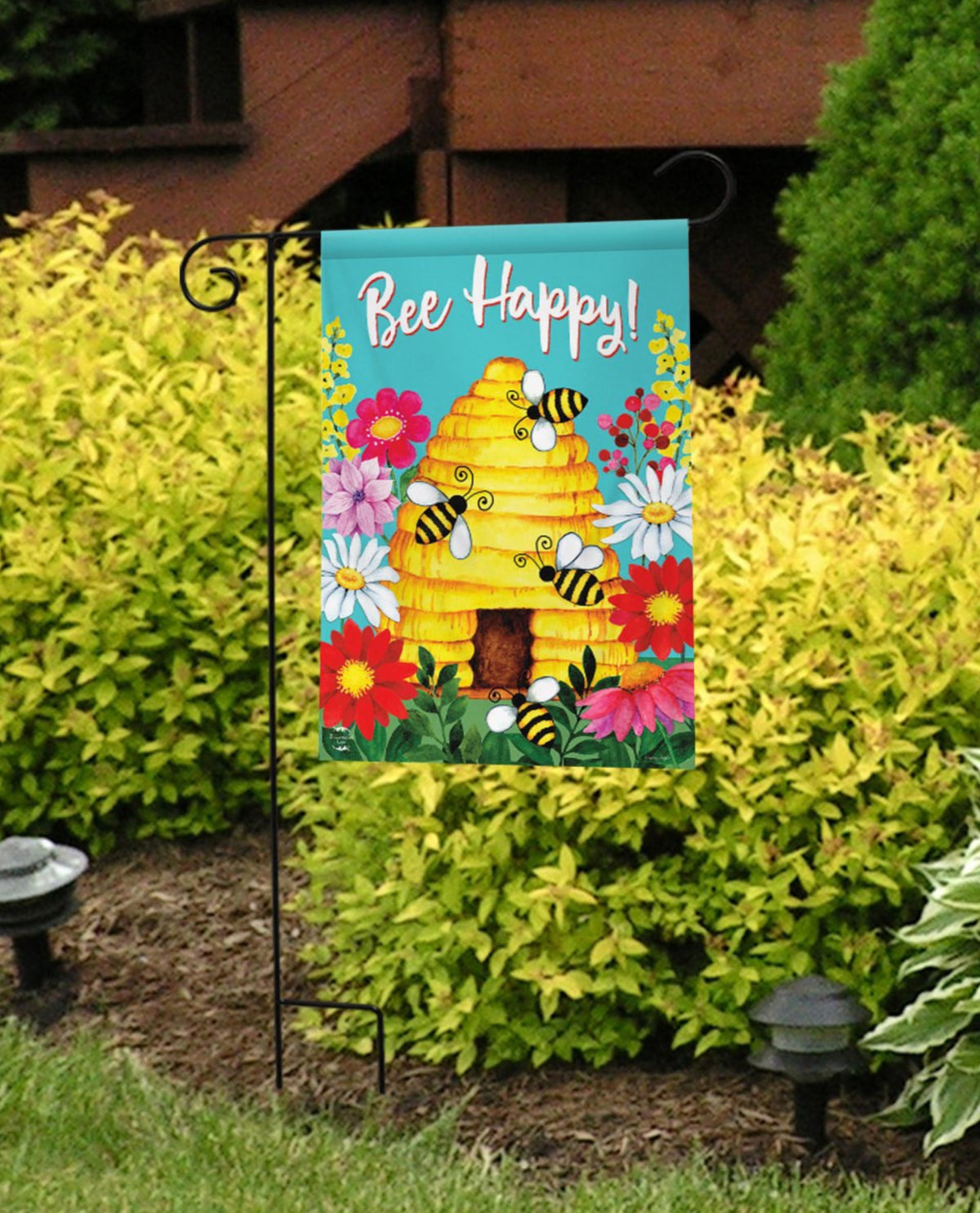 Bee Happy Hive Garden Flag
