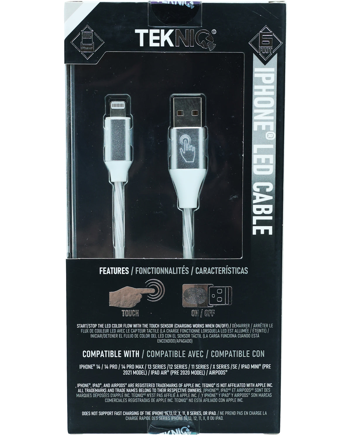 6Ft. iPhone LED Flowing Colors Sync & Charge Cable