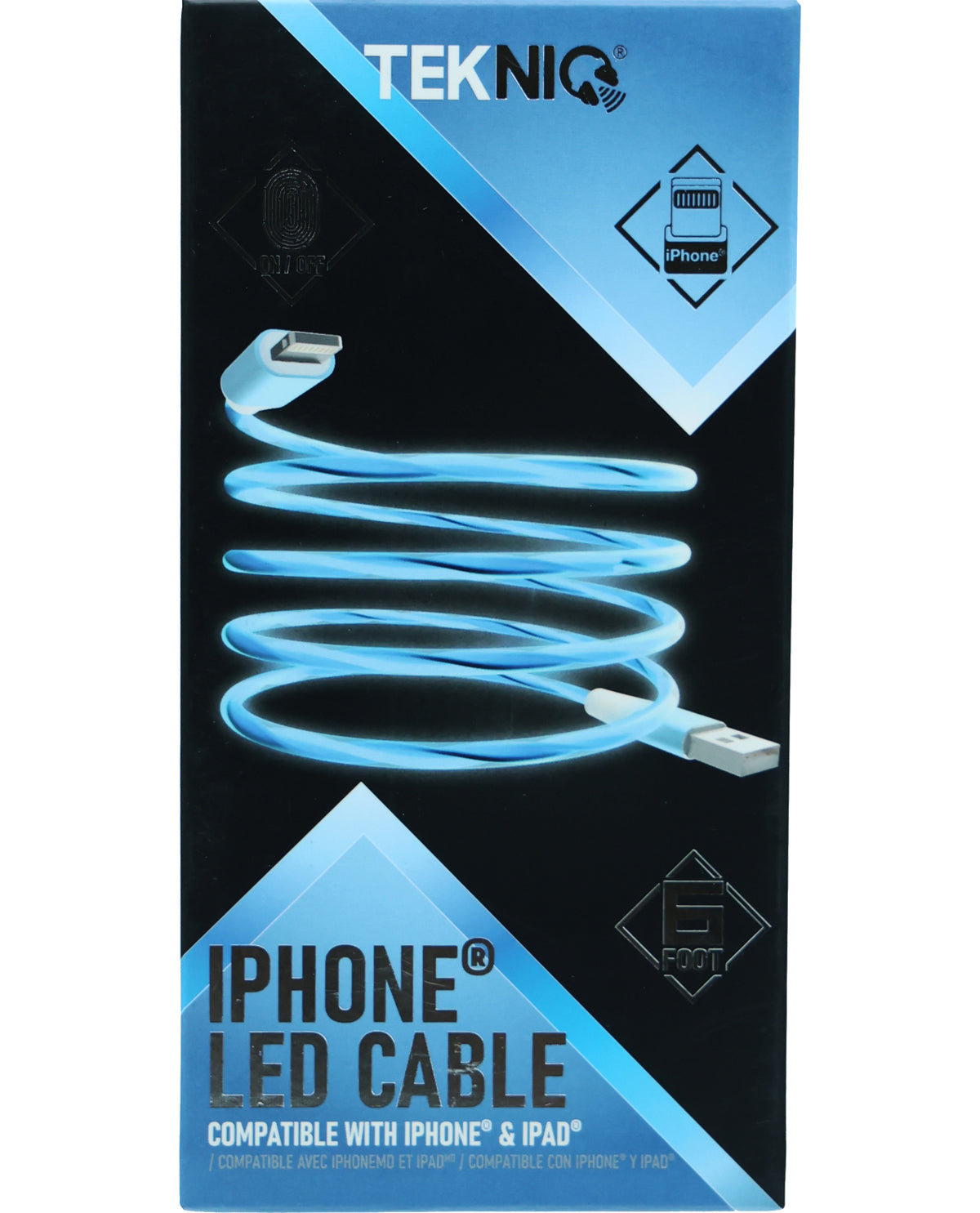 6Ft. iPhone LED Flowing Colors Sync & Charge Cable
