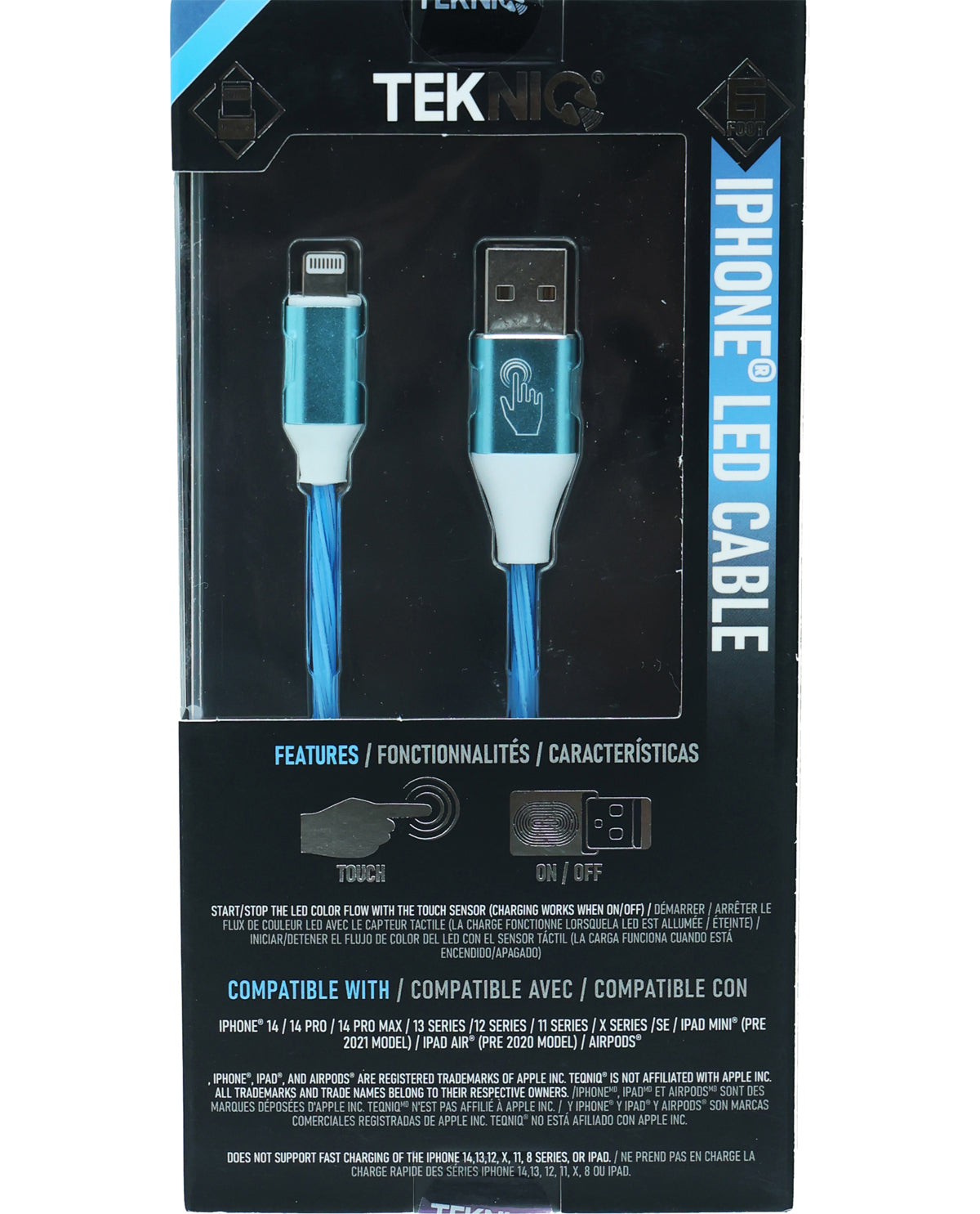 6Ft. iPhone LED Flowing Colors Sync & Charge Cable