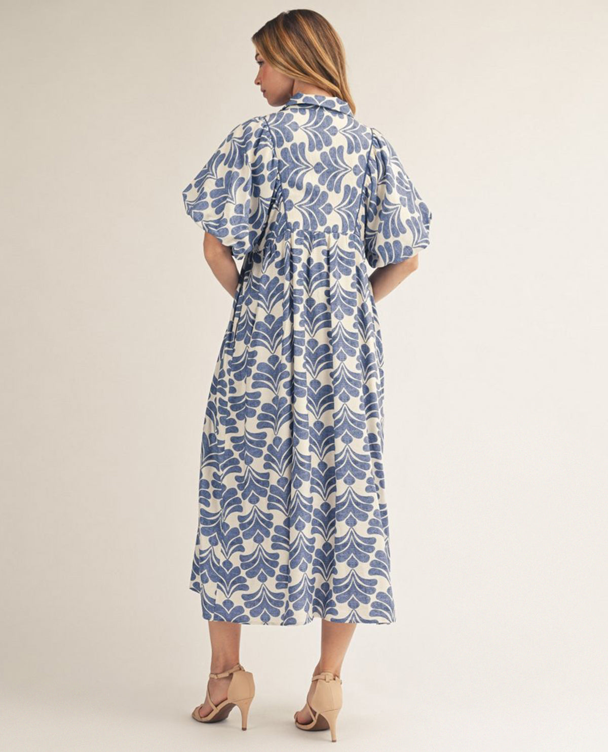 Jodifl Boho Print Denim Dress With Smocked Chest