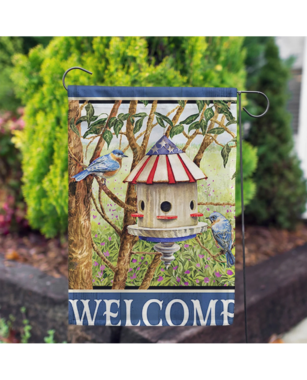 Welcome Bluebirds Garden Flag