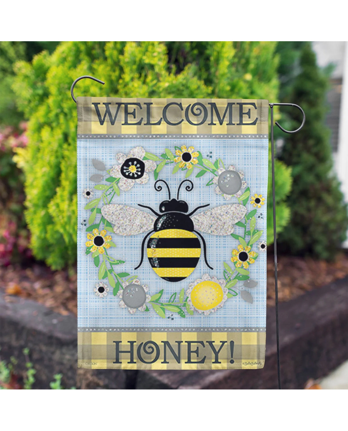 Bee Wreath Garden Flag