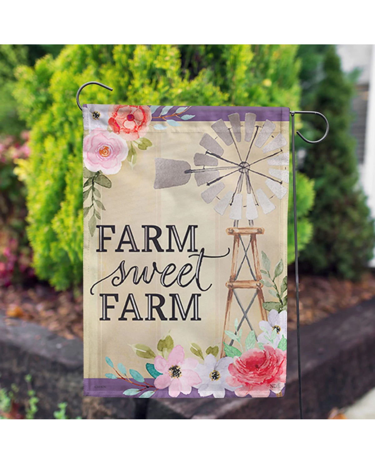 Windmill Floral Foil Garden Flag