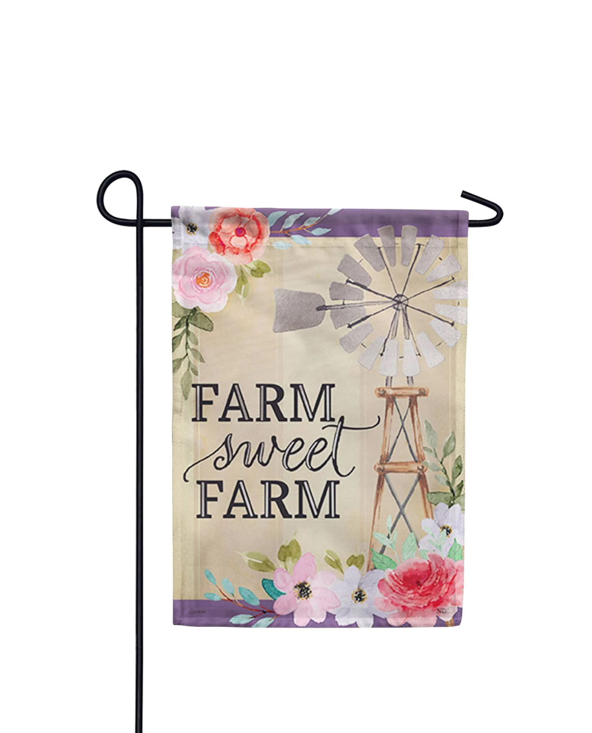 Windmill Floral Foil Garden Flag