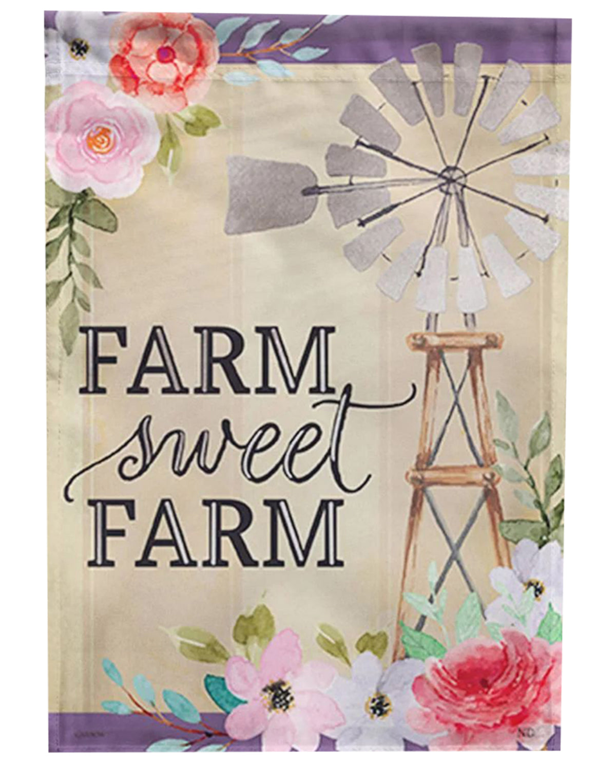 Windmill Floral Foil Garden Flag
